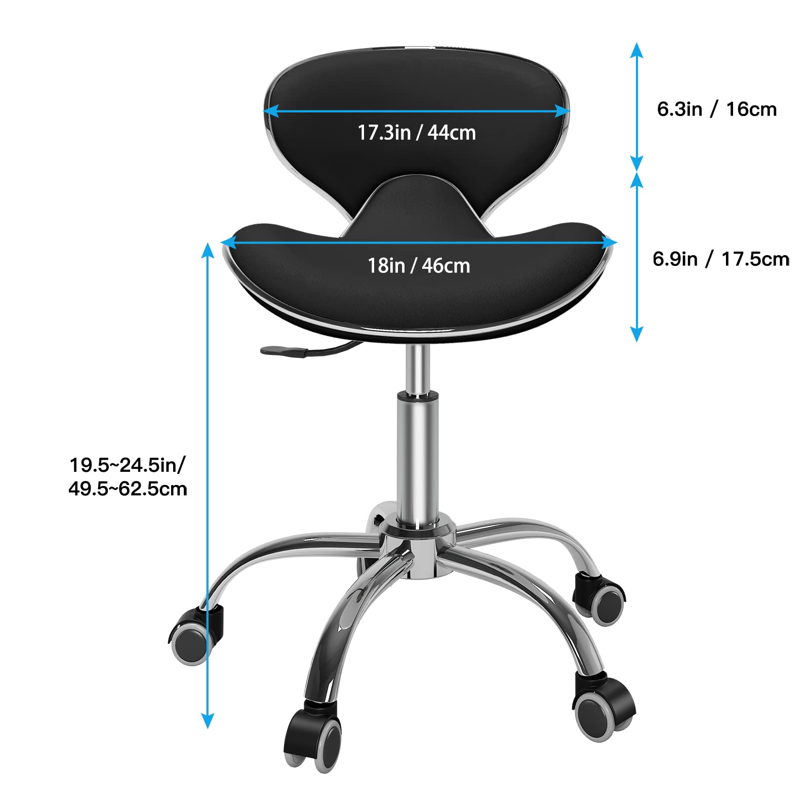 W Spa & Wellness - Multi-Purpose Adjustable Rolling Stool with Backrest