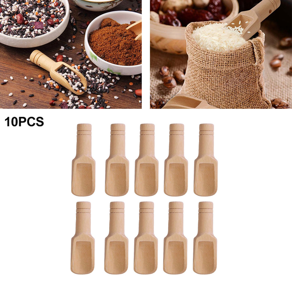 Sugar Scrub Coffee - 10pcs Wooden Small Little Mini Scoop